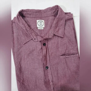 Voyager Sz 2XL Mens‎ Short Sleeve Button Down Shirt Red Solid 100% Cotton Casual